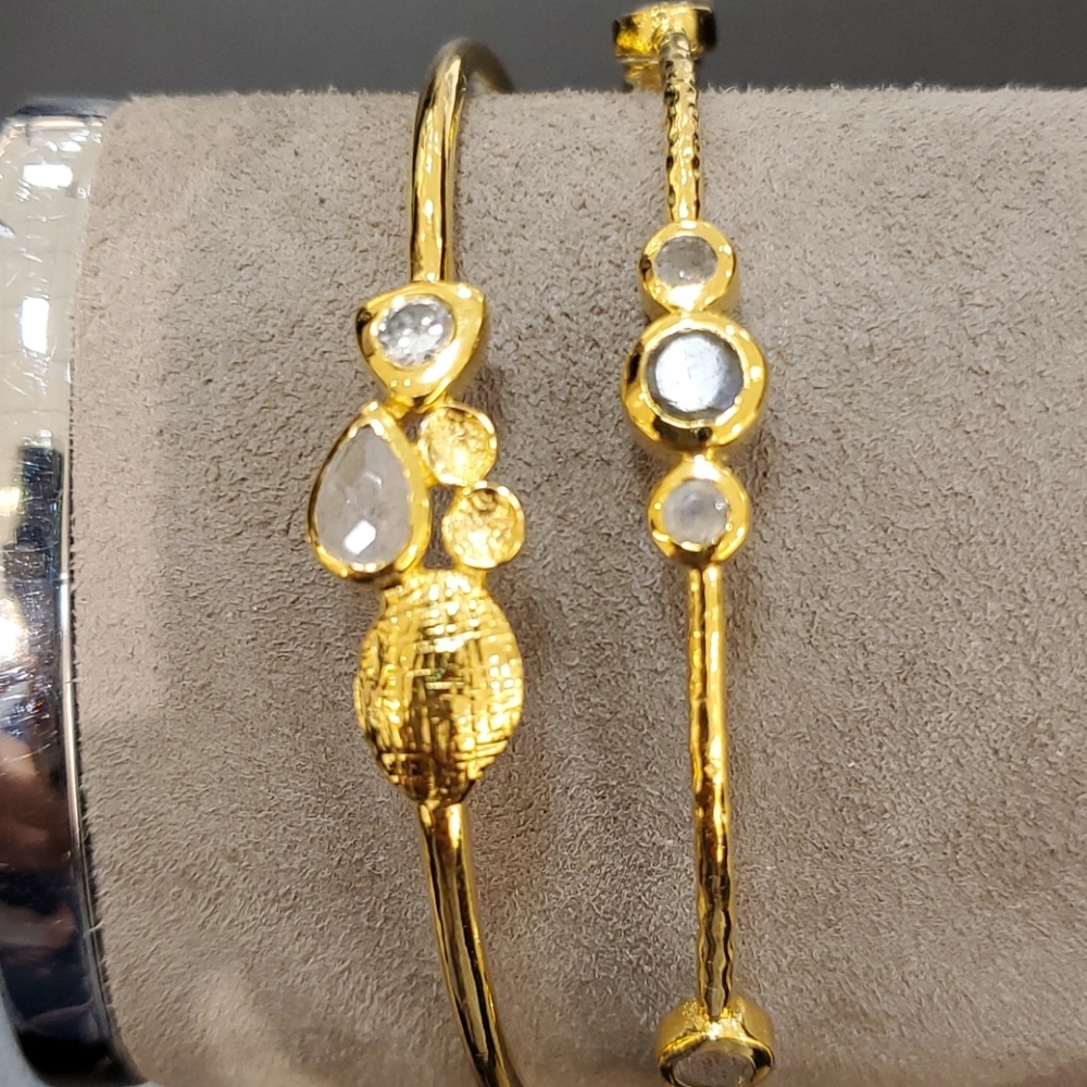 18k gold plated with stone and crystals bangles